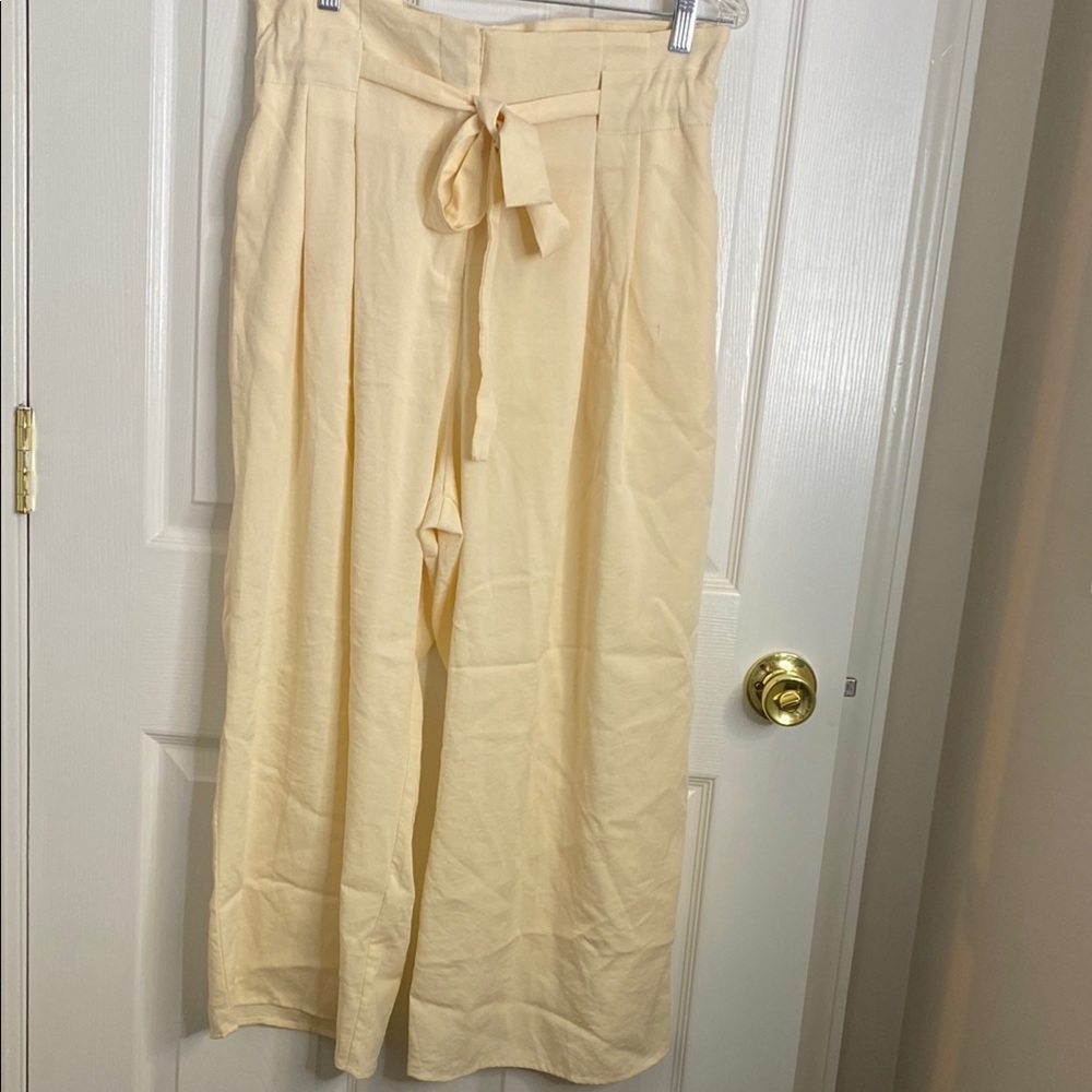 Elegant Cream Pants with Tie Waist